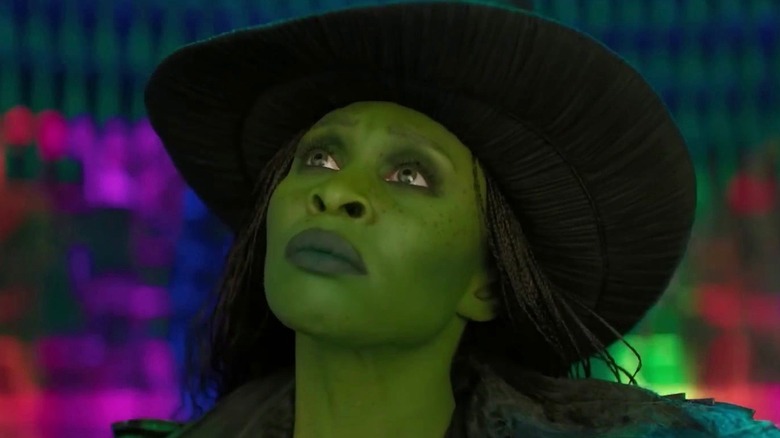 Elphaba looking up wearing a hat in Wicked: For Good