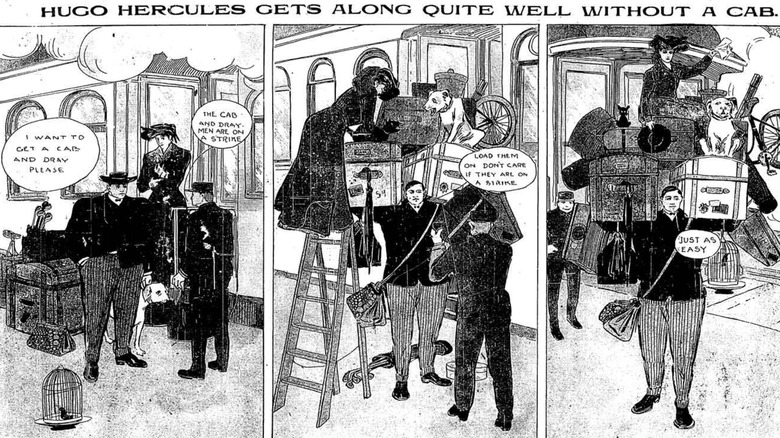 Hugo Hercules gets along without a cab comic strip