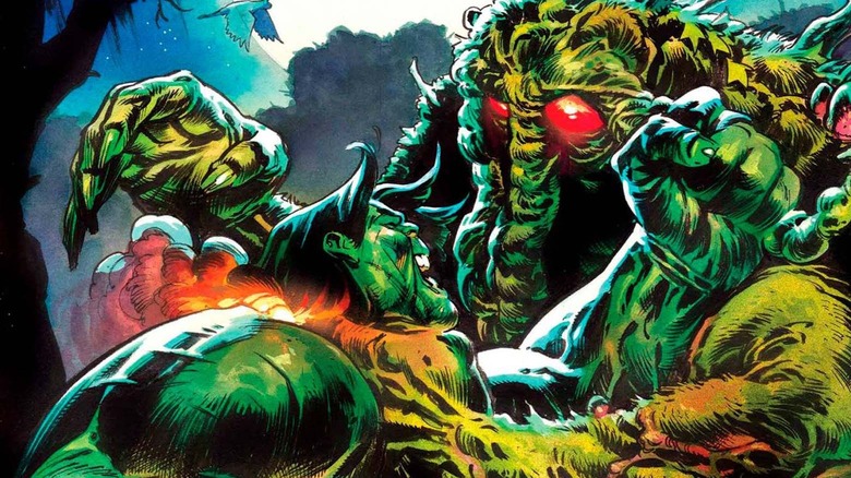 Hulk and Man-Thing fighting