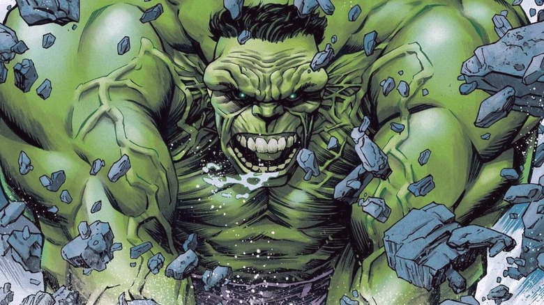 The Hulk smashing rubble