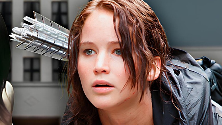 Katniss poised to attack in The Hunger Games