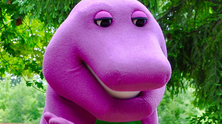 Barney the dinosaur out in public