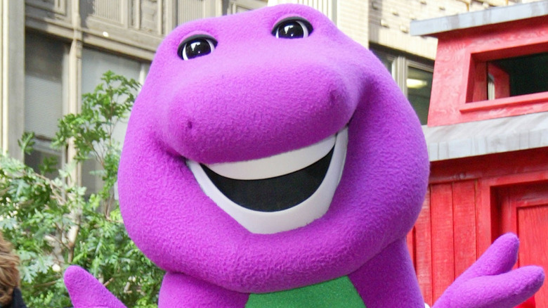 Barney the dinosaur smiling