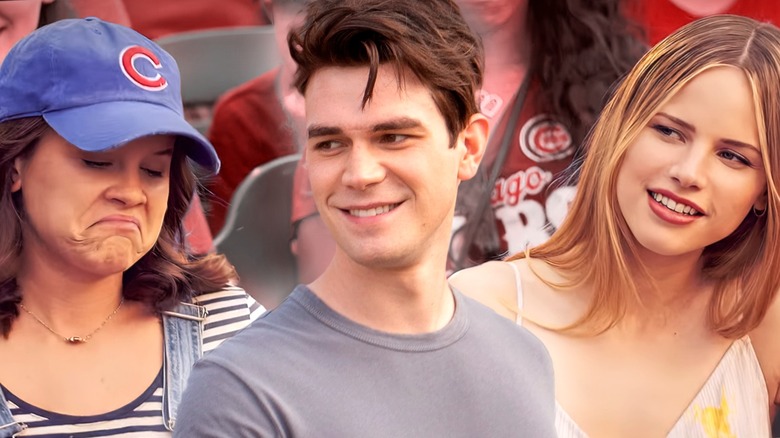 KJ Apa between Sosie Bacon and Halston Sage