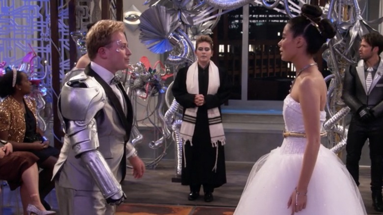 Reed Anderson as Nevel and Miranda Cosgrove at wedding in iCarly reboot