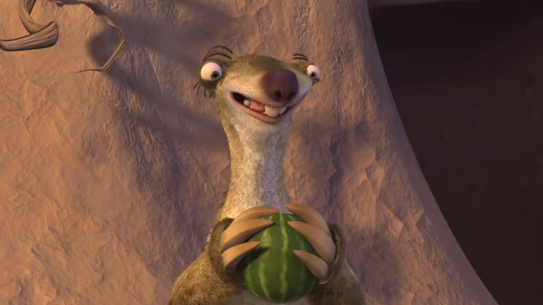 Sid holding a melon