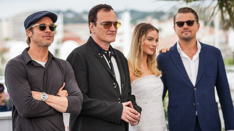 Brad Pitt, Quentin Tarantino, Margot Robbie and Leonardo DiCaprio attend the photocall for 