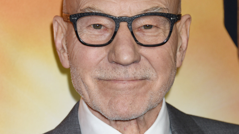 Patrick Stewart wearing glasses