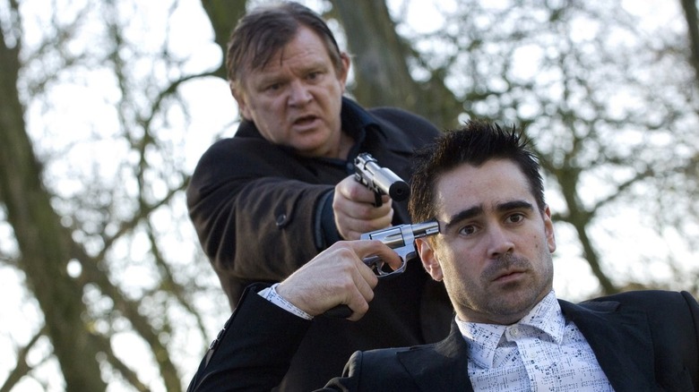 Brendan Gleeson and Colin Farrell with guns
