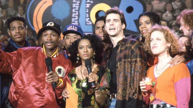 Jim Carrey, Shawn Wayans, Kim Wayans, Kelly Coffield Park, and other cast members on stage during 