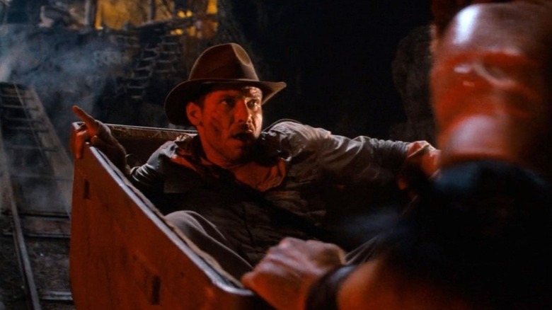 Indiana Jones in a mine cart