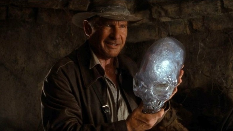 Indiana Jones holds the crystal skull in Indiana Jones and the Kingdom of the Crystal Skull (2008)