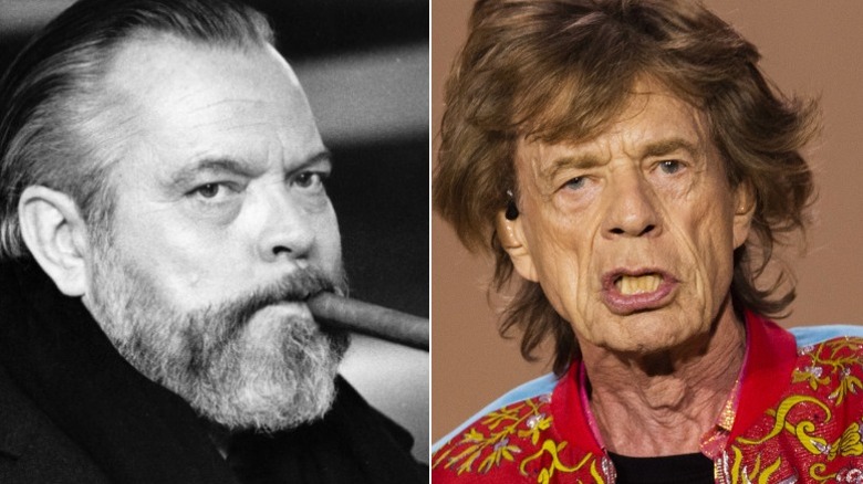 Orson Welles smoking a cigar/Mick Jagger on stage