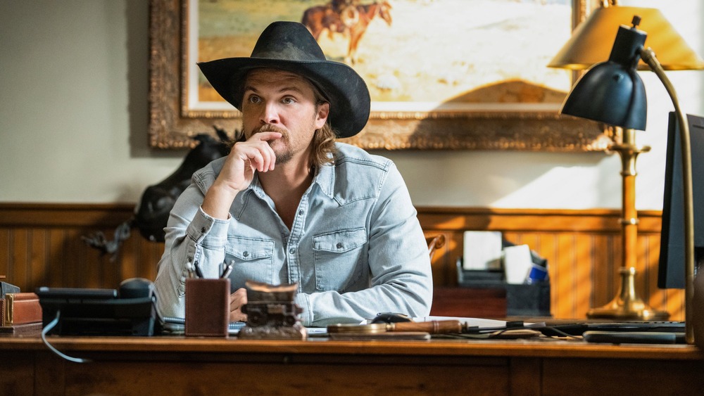 Yellowstone Luke Grimes at his desk