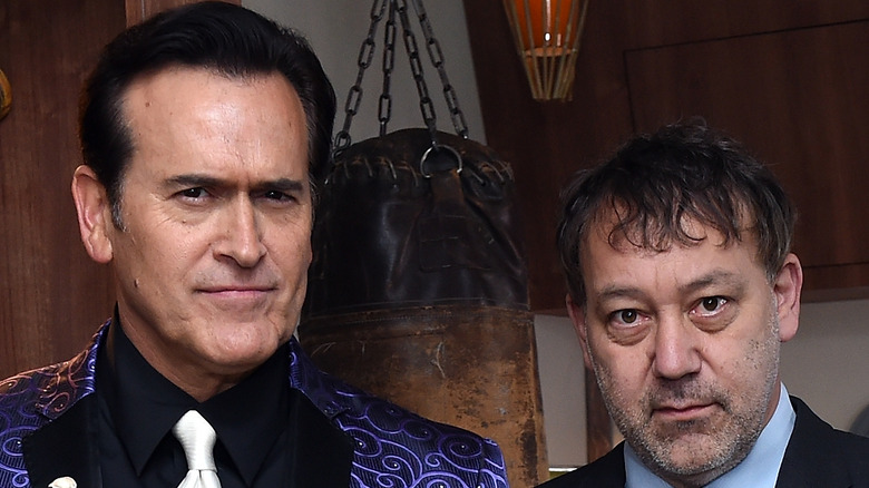 Sam Raimi and Bruce Campbell pose at New York Comic-Con