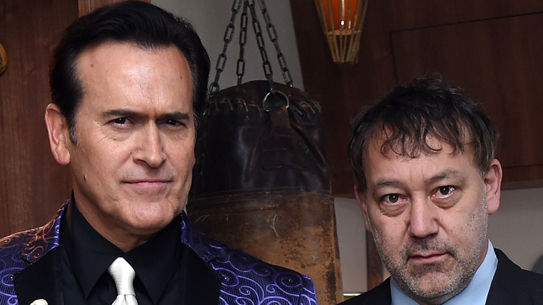 Sam Raimi and Bruce Campbell pose at New York Comic-Con