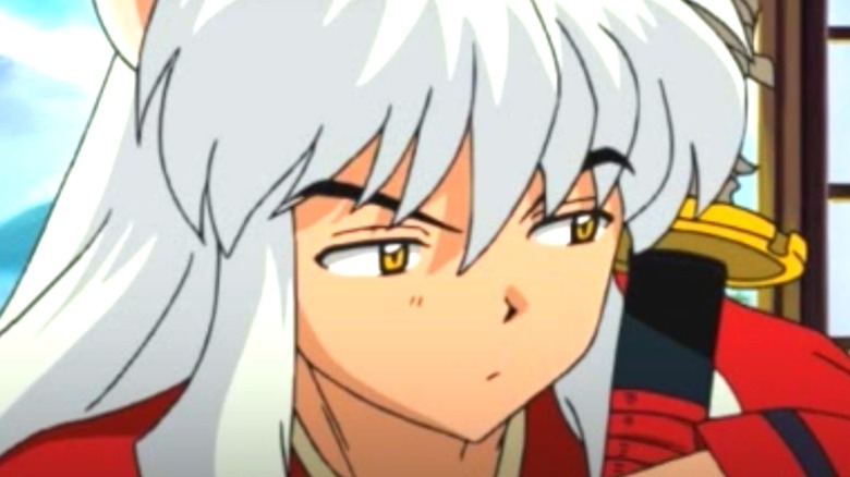 Inuyasha white hair looking suspicious