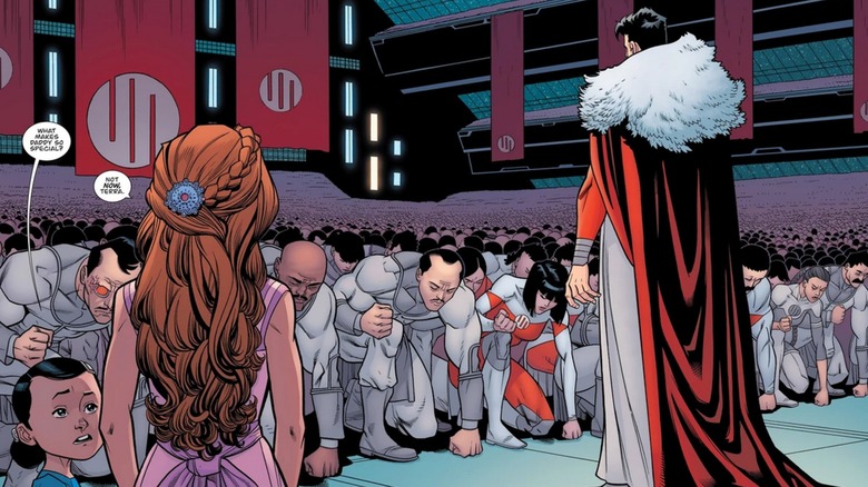 Emperor Mark Grayson standing before the Viltrumites