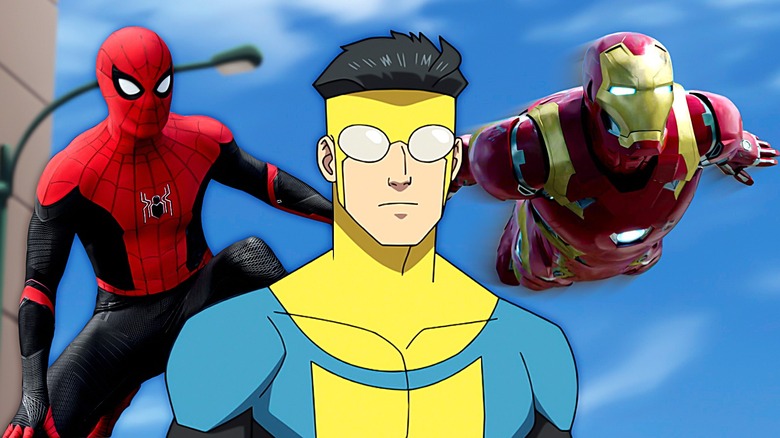 Invincible with Spider-Man and Iron Man