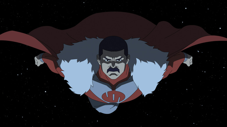 Thragg flying through space on Invincible Season 4