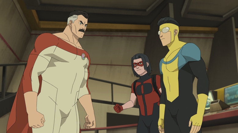 Nolan speaking to Mark and Oliver in Invincible Season 4 (2026)