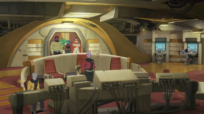 A wide shot of the bridge of the Venture, in the style of Star Trek, in Invincible Season 4 (2026)