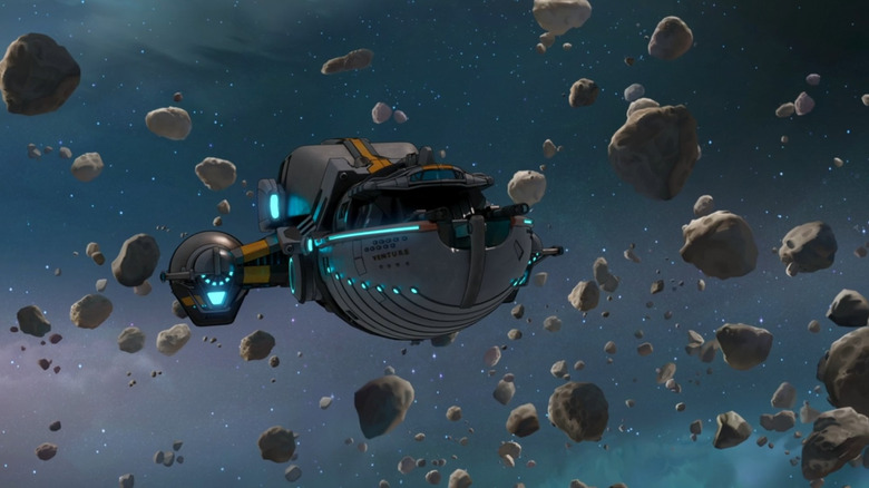 The Venture flying through an asteroid field in Invincible Season 4 (2026)