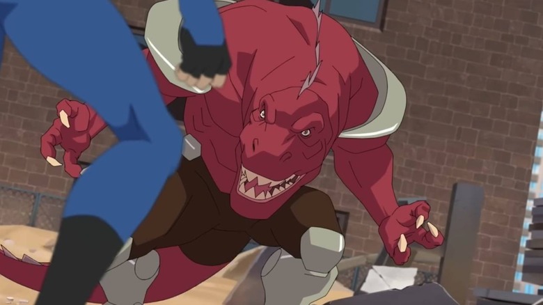 Mark Grayson fighting Dinosaurus on 