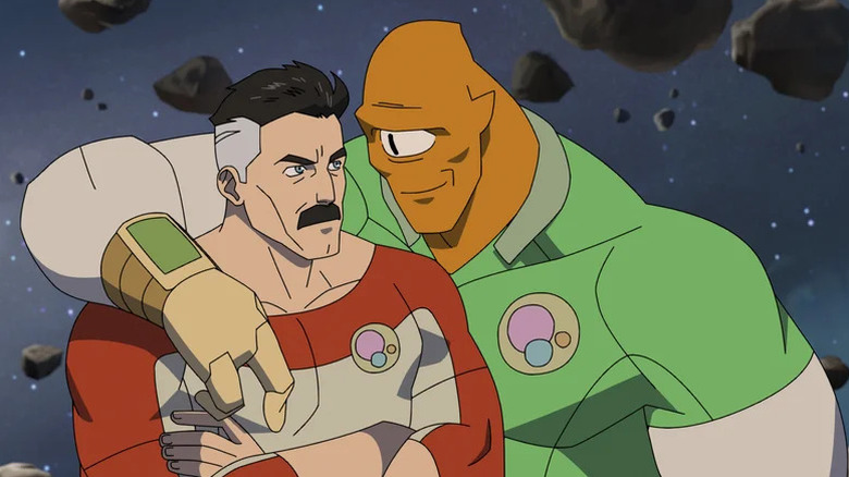 Allen wrapping his arm around Omni-Man's shoulders on Invincible