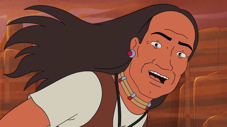 John Redcorn with his hair blowing in the wind in King of the Hill Season 14