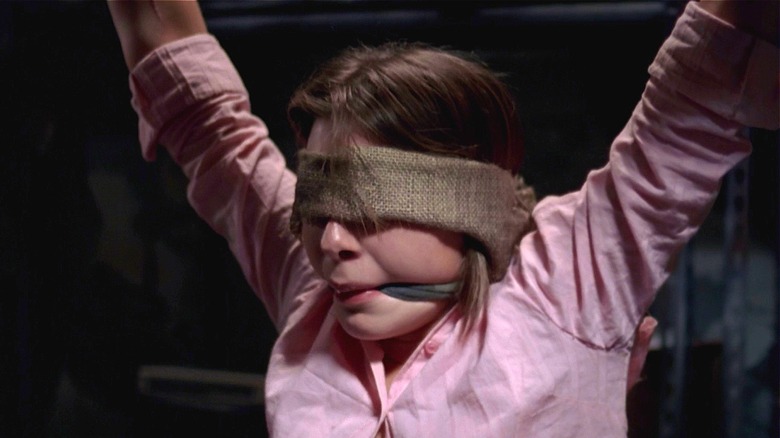 Meg gagged and blindfolded