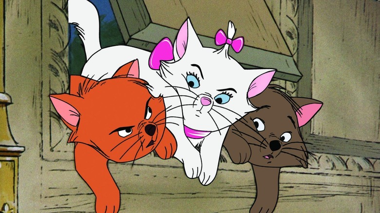 ﻿Berlioz, Marie, and Toulouse squeeze through a hole in 
