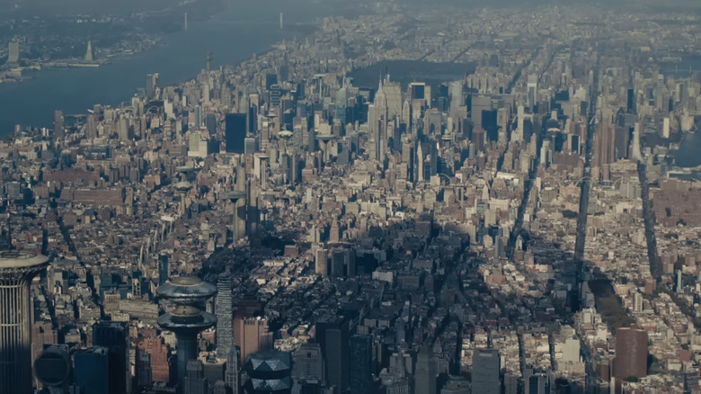 Galactus's shadow looming over New York City in a trailer for "The Fantastic Four: First Steps"