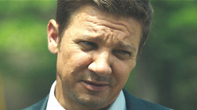 Jeremy Renner looking serious in Mayor of Kingstown