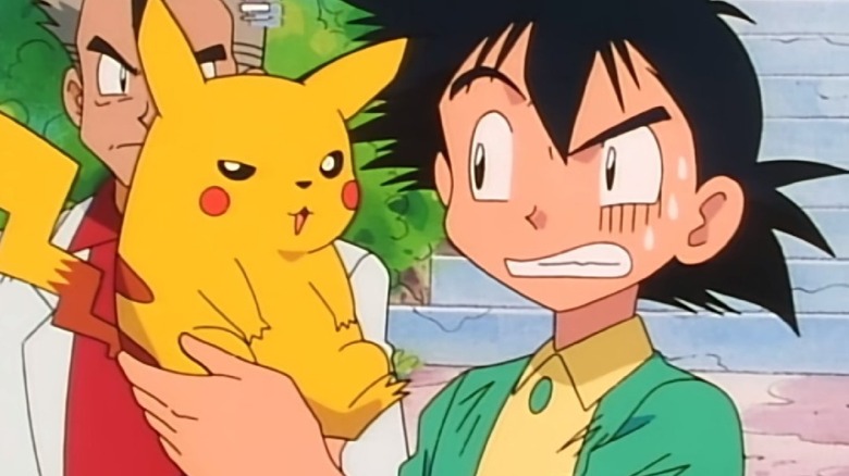 Ash being scared of Pikachu