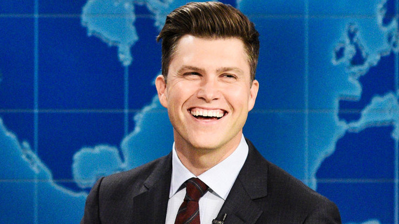 Colin Jost at the Weekend Update desk on SNL