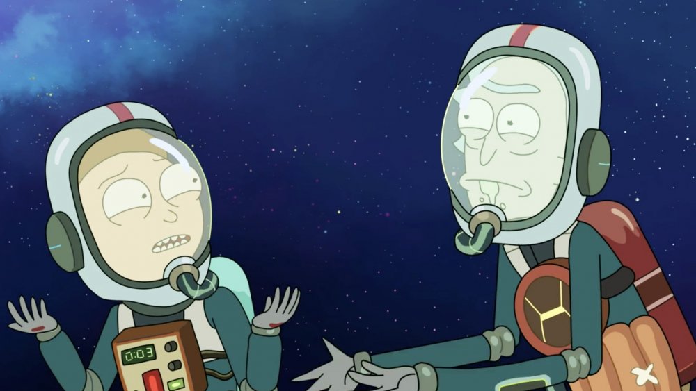 Morty and Rick on Rick and Morty season 4, episode 6, "Never Ricking Morty"