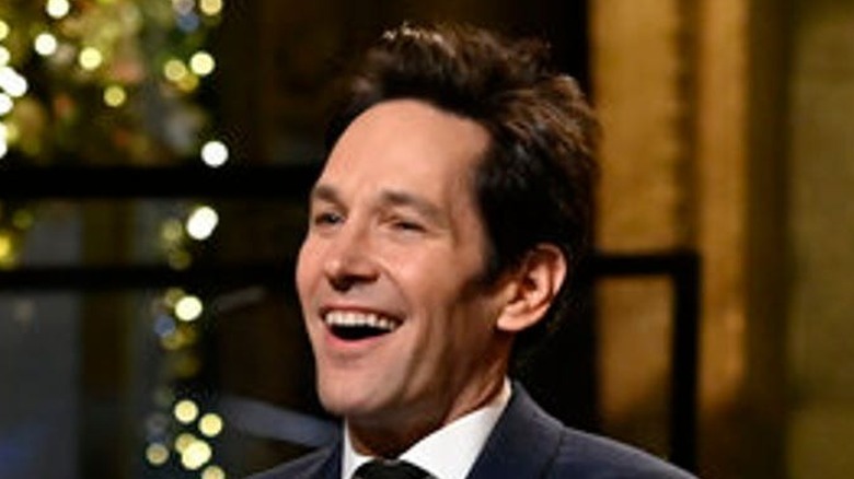 Paul Rudd smiles while hosting Saturday Night Live