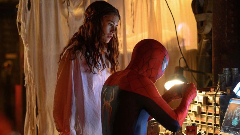 MJ watching Spider-Man work on a gadget in "Spider-Man: Brand New Day" (2026)