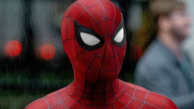 Spider-Man stands on a NYC street in 