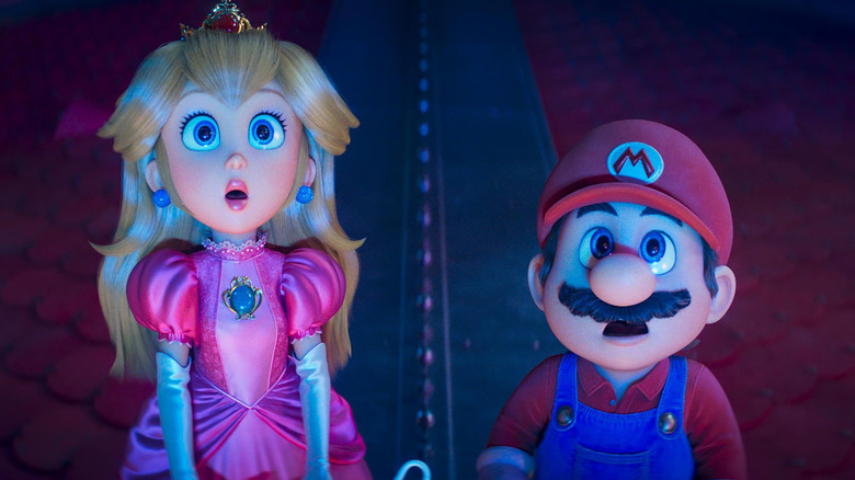 Princess Peach and Mario gazing up at the glistening sky in The Super Mario Galaxy Movie (2026)