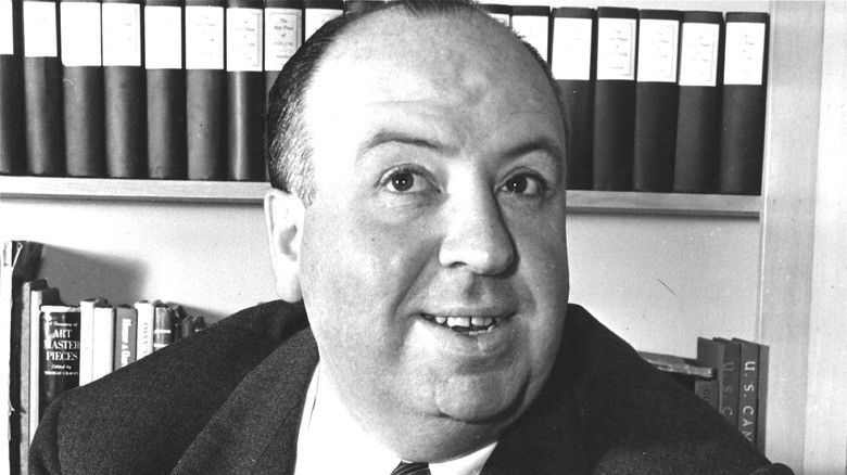 Alfred Hitchcock caught smiling
