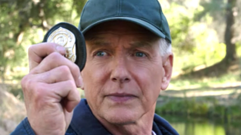 Gibbs NCIS holding his badge up