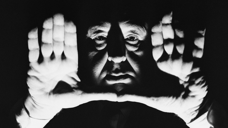 Alfred Hitchcock framing a shot