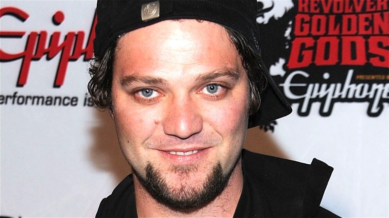 "Jackass" star Bam Margera posing for pictures