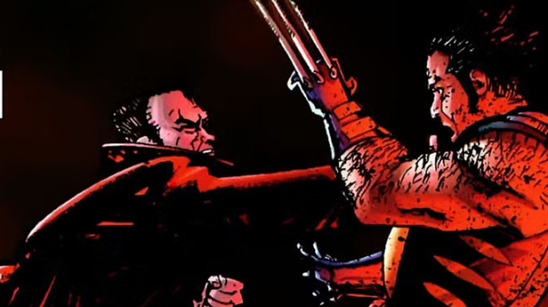 Azrael attacks Wolverine in the comics