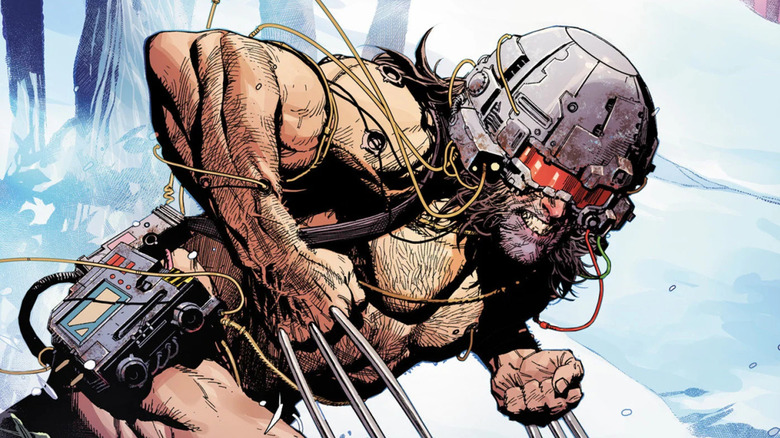 Wolverine as a Weapon X soldier in the snow in a comic cover from 2024
