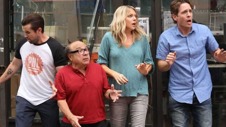 The gang standing together in "It's Always Sunny in Philadelphia"