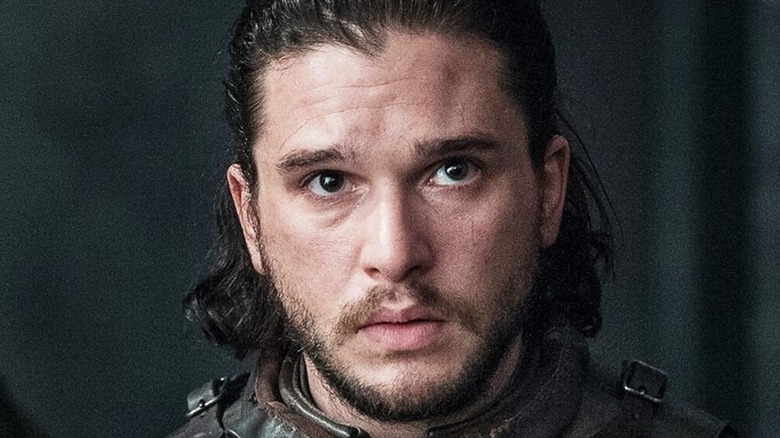 Kit Harington looking upward in "Game of Thrones"