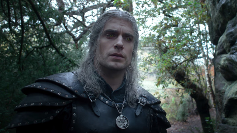 Geralt looking somber in The Witcher